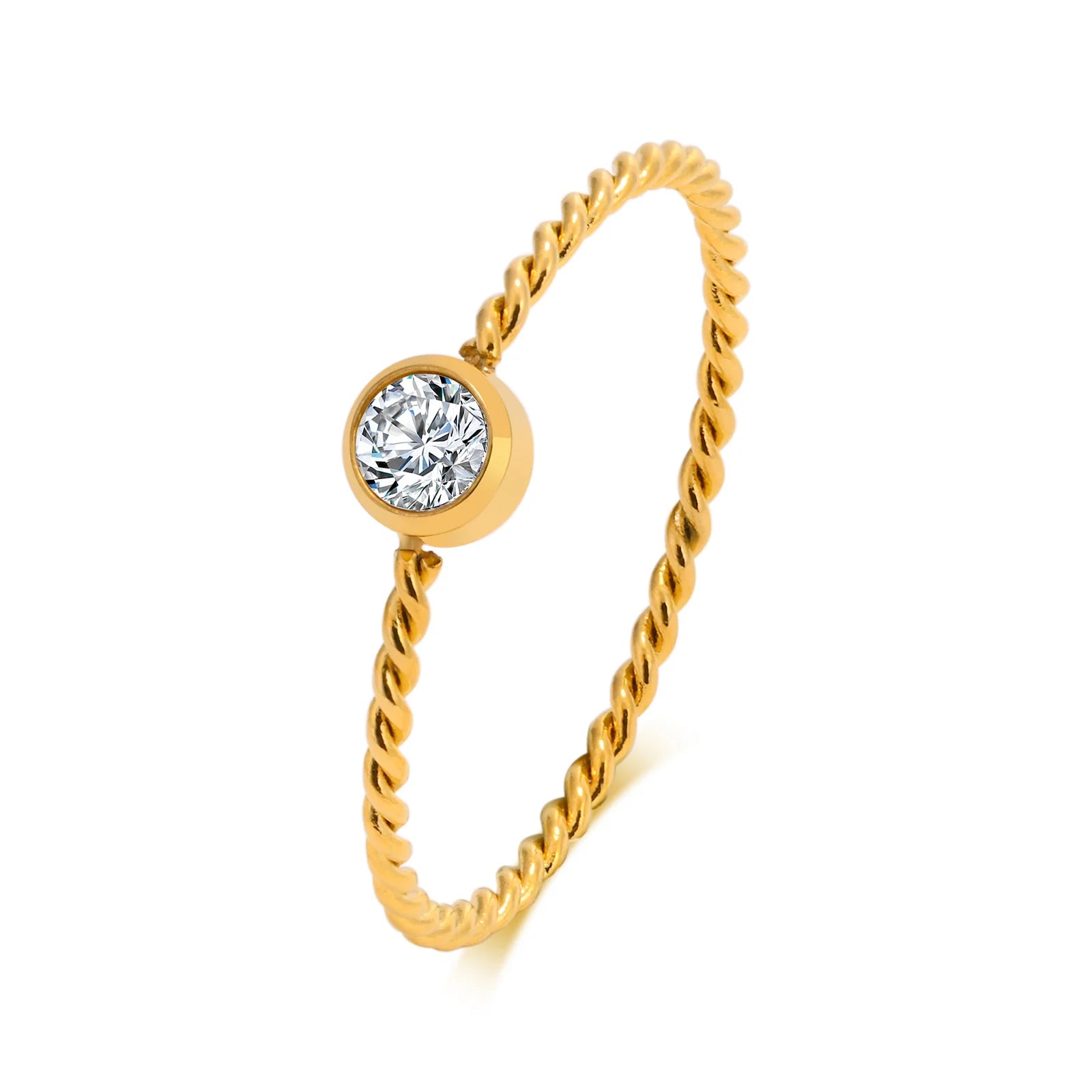 Liora Twist™ | Anel Slim Minimalista Torcido em Aço Premium